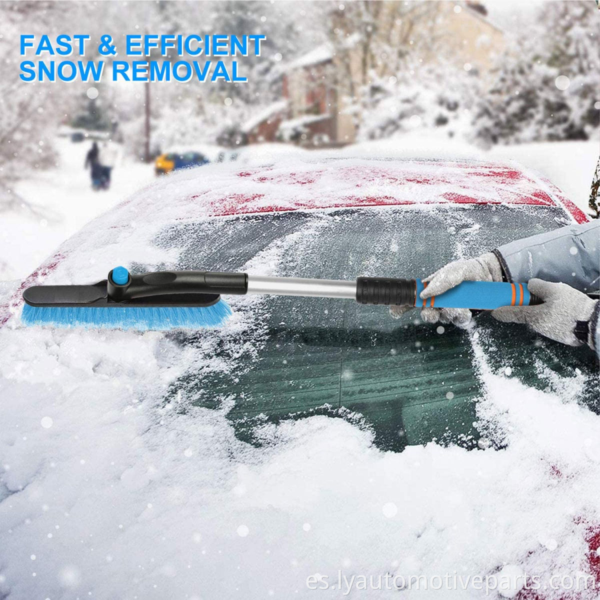 Cepillo de nieve para automóvil con raspador de hielo y espuma de agarre de espuma Migrete de nieve que se elimina con cepillo de nieve extensible para camión de autos de autos
